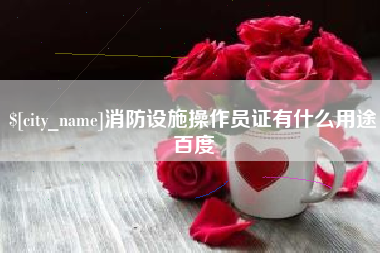 陆丰消防设施操作员证有什么用途百度